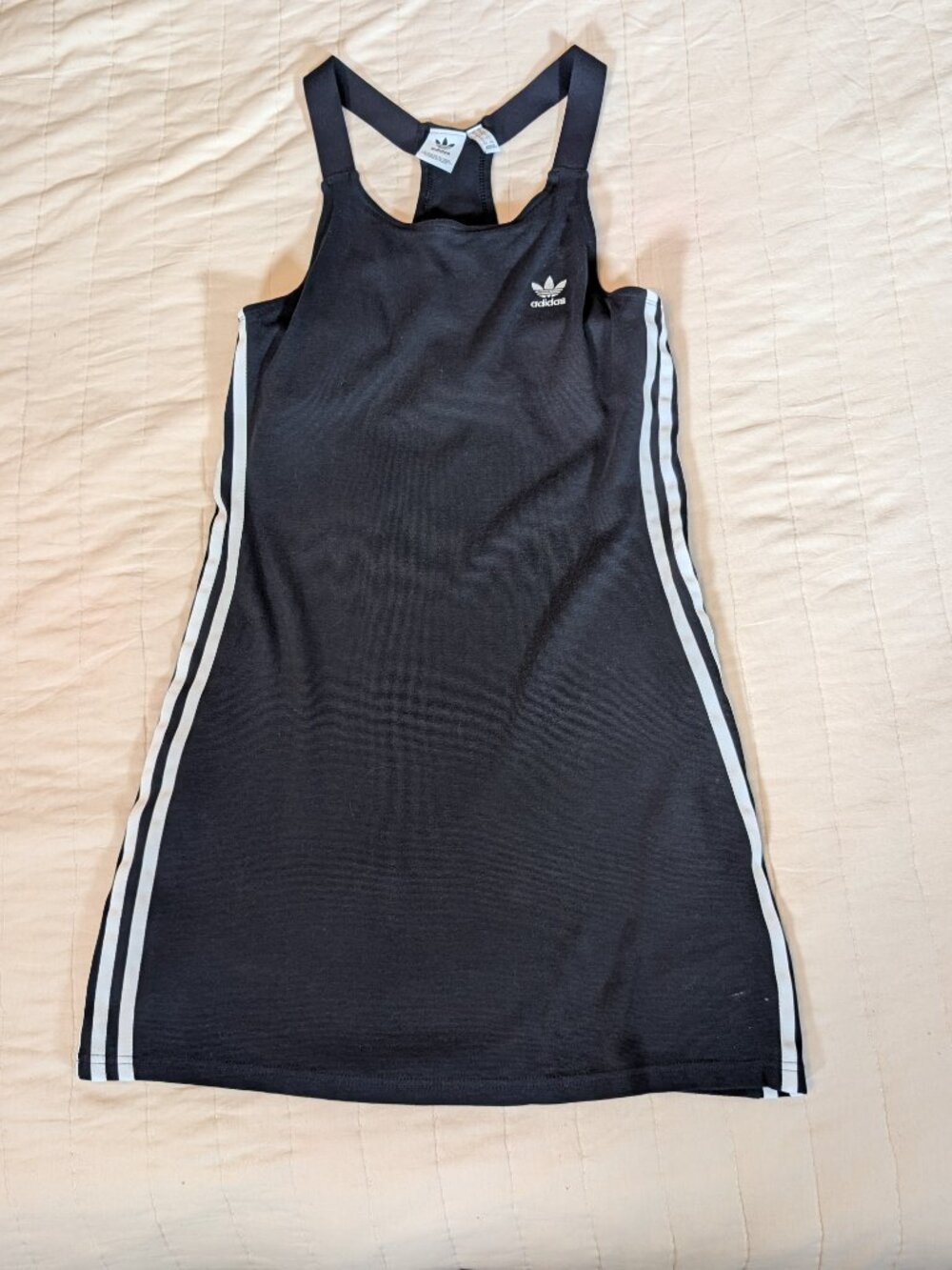 Adidas Originals Black Racerback Tank Dress 3-Stripes Trefoil Logo Size M